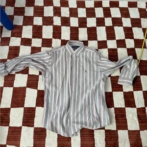 Ralph Lauren Grey Striped Oxford Shirt Medium